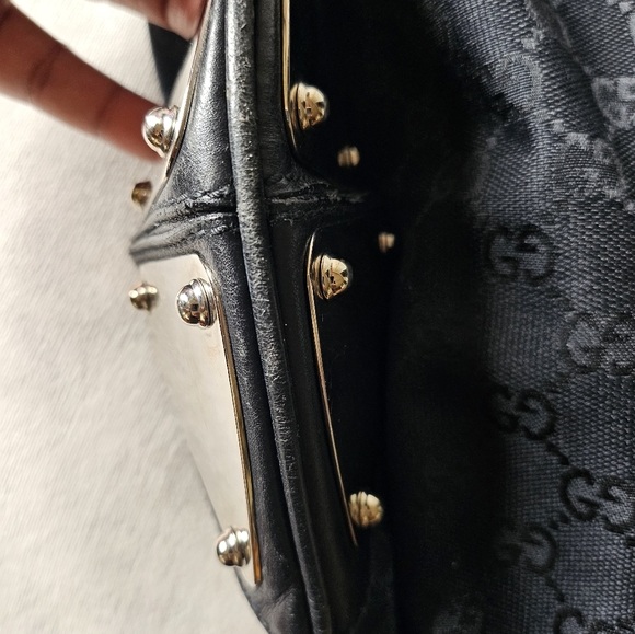 🔥SOLD🔥GUCCI Black GG Fabric Medium Babouska Indy Top Handle Bag - Picture 12 of 17